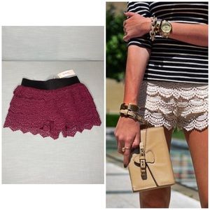 Tiered Crochet shorts. Size Small